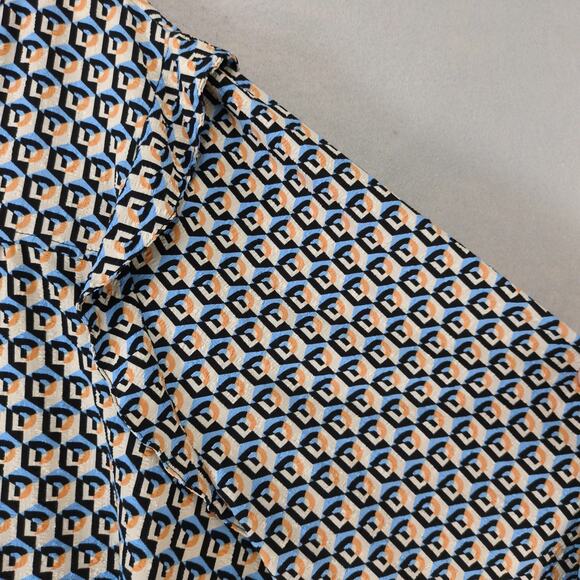 Cotton Bleu Geometric Tunic Top Women's Plus Sz 3X Ruffle Trim Long Puff Sleeve - Picture 10 of 10